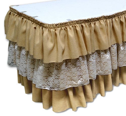 Burlap and Lace Combo – Table Skirt (No Topper) | Rental