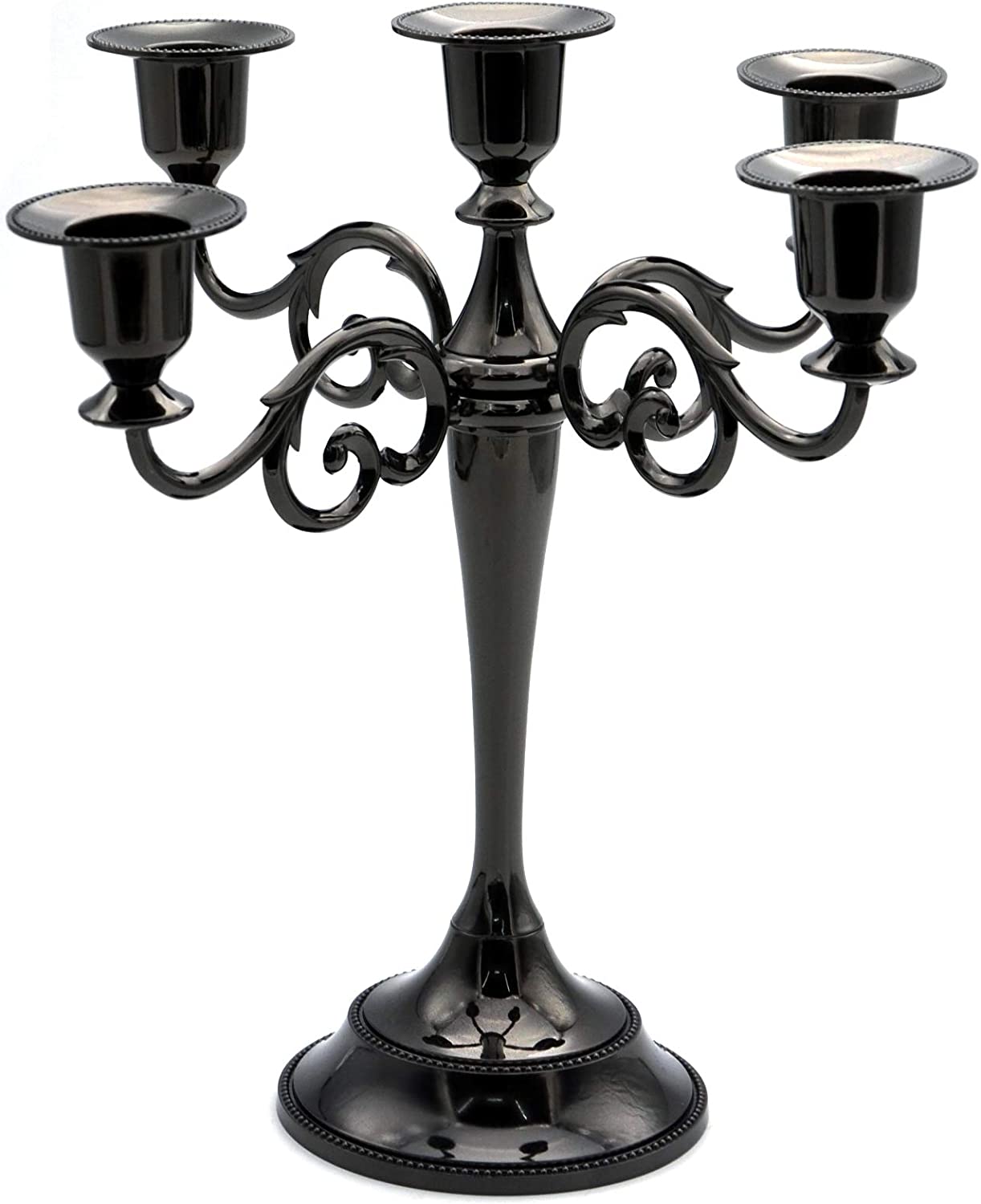 5-Candle Metal Candelabra Candlestick Holders 10.6 inch Tall Candle Holder Wedding Event Candelabra Candle Stand (Black Candelabra) | Rental
