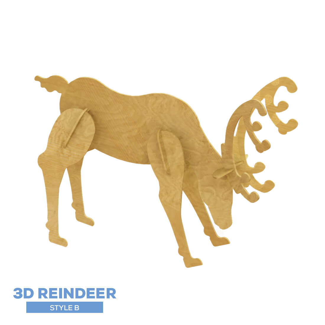 Collapsible 3D Wood Reindeer – Style B | Rental Collapsible 3D Wood Reindeer – Style B | Rental