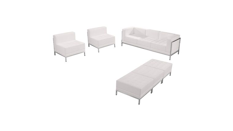 Package – Imagination White Sofa, Chair & Ottoman Set Rental | Rental Package – Imagination White Sofa, Chair & Ottoman Set Rental | Rental