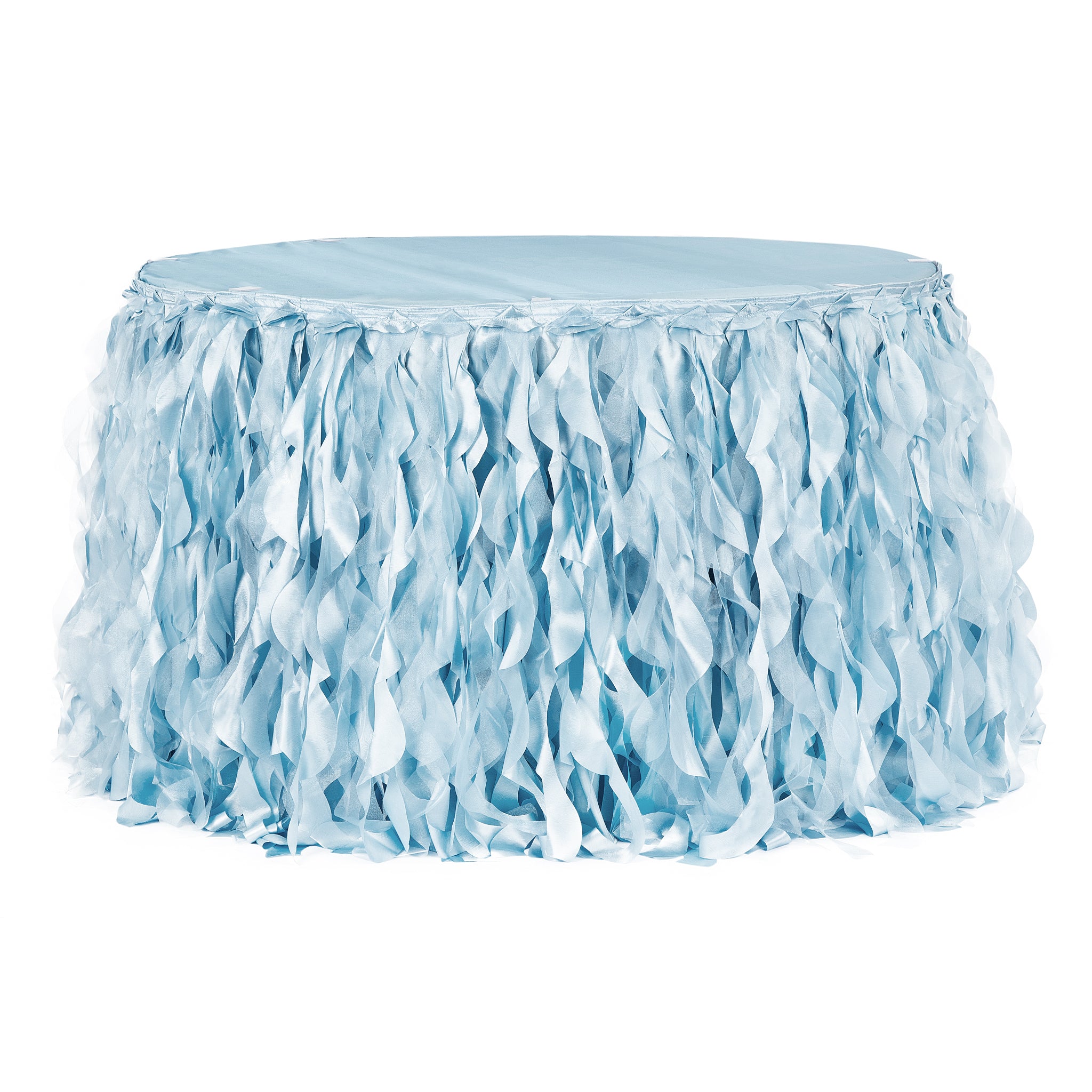 Curly Willow 14ft Table Skirt – Baby Blue | Rental Curly Willow 14ft Table Skirt – Baby Blue | Rental