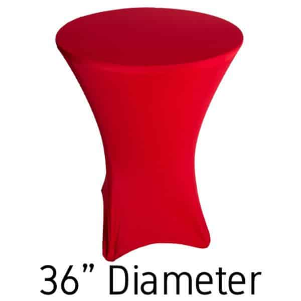 200 GSM Grade A Quality Spandex Hi-Boy Table Cover – Red – Cocktail Table – 36″ Diameter | Rental 200 GSM Grade A Quality Spandex Hi-Boy Table Cover – Red – Cocktail Table – 36″ Diameter | Rental