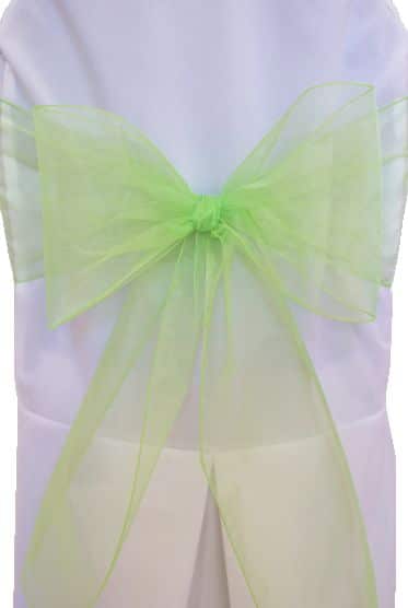 8" x 108" - Organza Chair Sash - Apple Green | Rental