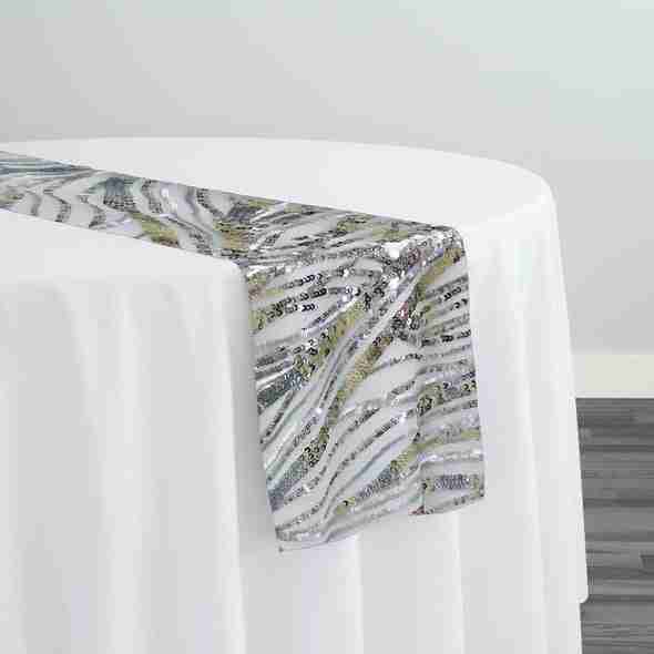 Skyfall Sequins Table Runner in Silver and Silver