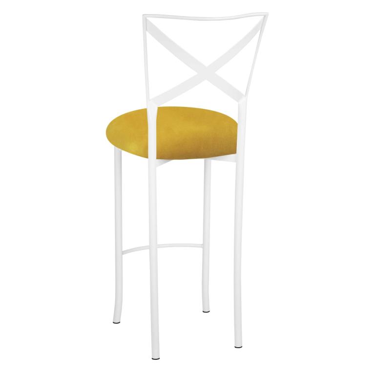 Simply X White Barstool with Canary Suede Cushion – Chameleon Chair Collection | Rental